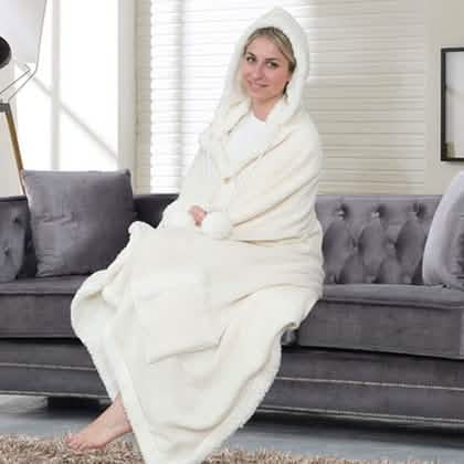 Jellie Cozy and Ultra Plush Sherpa Hoodie Throw - DailySale, Inc