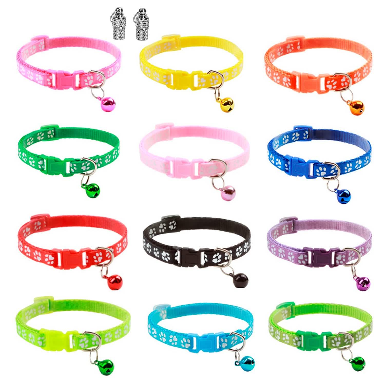 Ca2-Pack: Adjustable Kitten Collar with Bell Name Tag Pet Supplies - DailySale