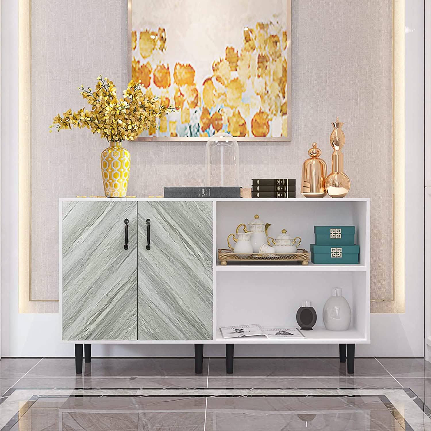 Cabinet with 2-Doors and 3-Open Shelves Furniture & Decor - DailySale