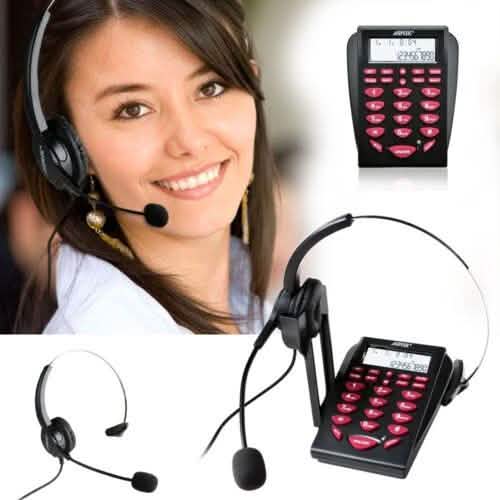 Call Center Dialpad Corded Headset Office Telephone with Corded Headset Headphones & Audio - DailySale