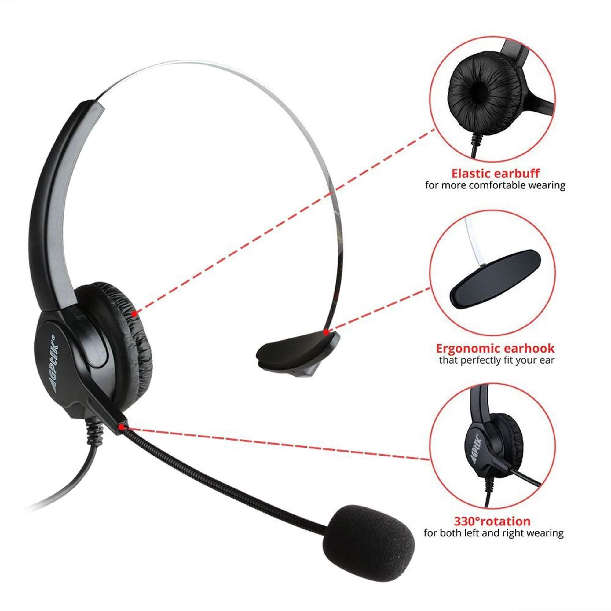 Call Center Dialpad Corded Headset Office Telephone with Corded Headset Headphones & Audio - DailySale