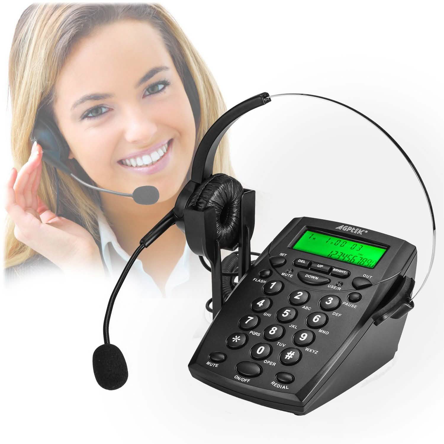 Call Center Dialpad Headset Telephone with Tone Dial Key Pad and Redial Gadgets & Accessories - DailySale