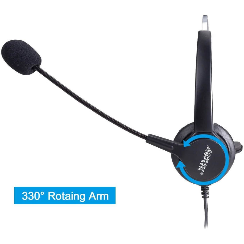 Call Center Hands-Free Noise Cancelling Corded Monaural Headset Headphones & Audio - DailySale