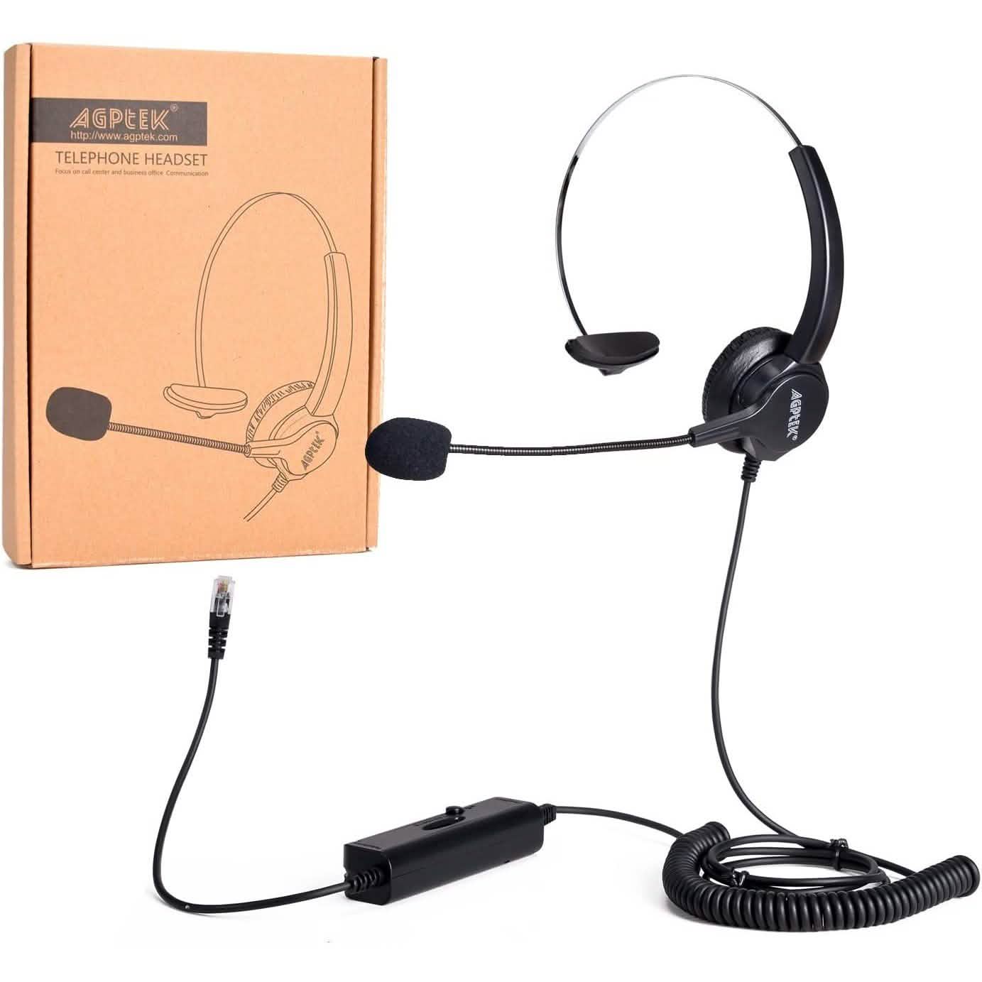 Call Center Hands-Free Noise Cancelling Corded Monaural Headset Headphones & Audio - DailySale
