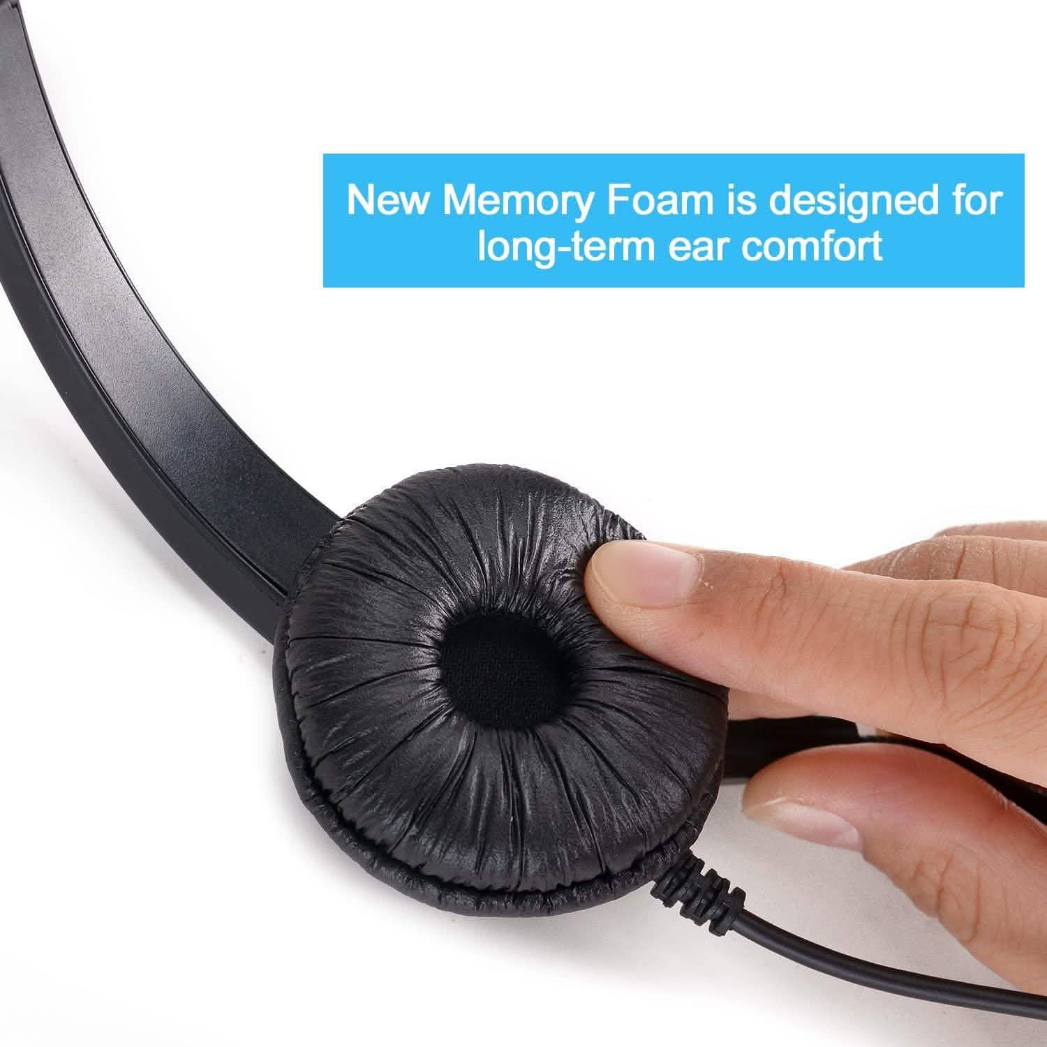 Call Center Hands-Free Noise Cancelling Corded Monaural Headset Headphones & Audio - DailySale