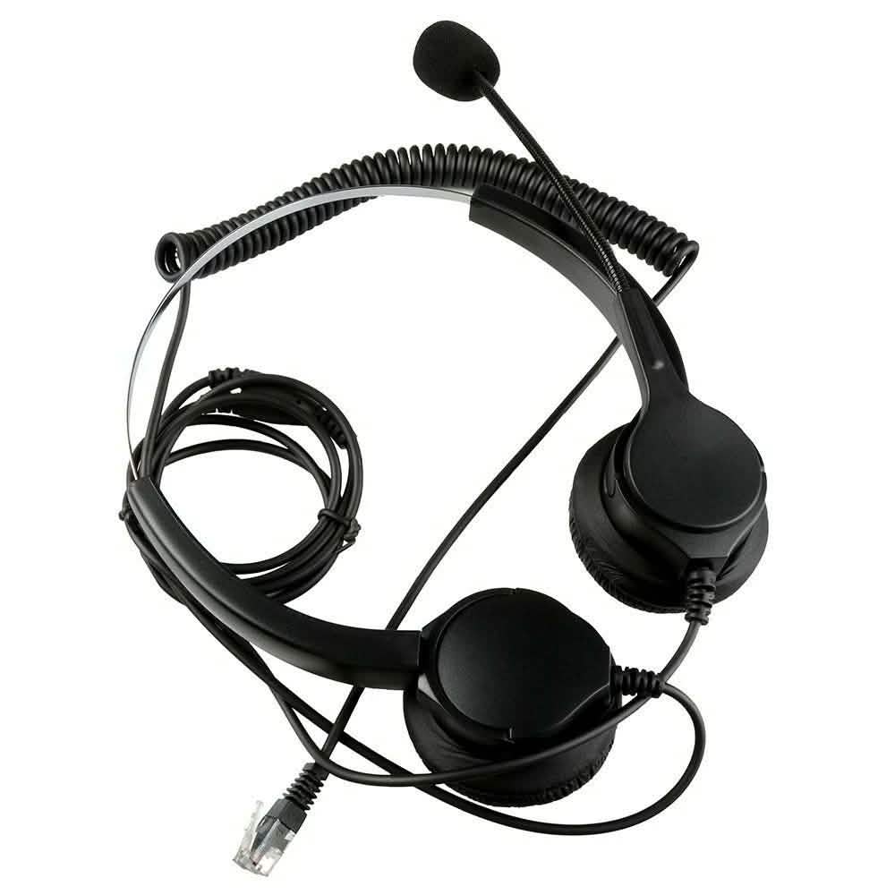 Call Center Noise Cancelling Corded Binaural Hands-free Headset with Microphone Headphones & Audio - DailySale