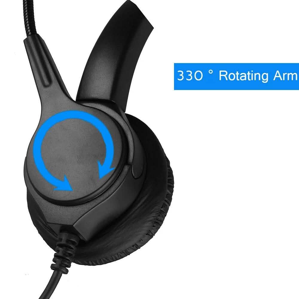 Call Center Noise Cancelling Corded Binaural Hands-free Headset with Microphone Headphones & Audio - DailySale