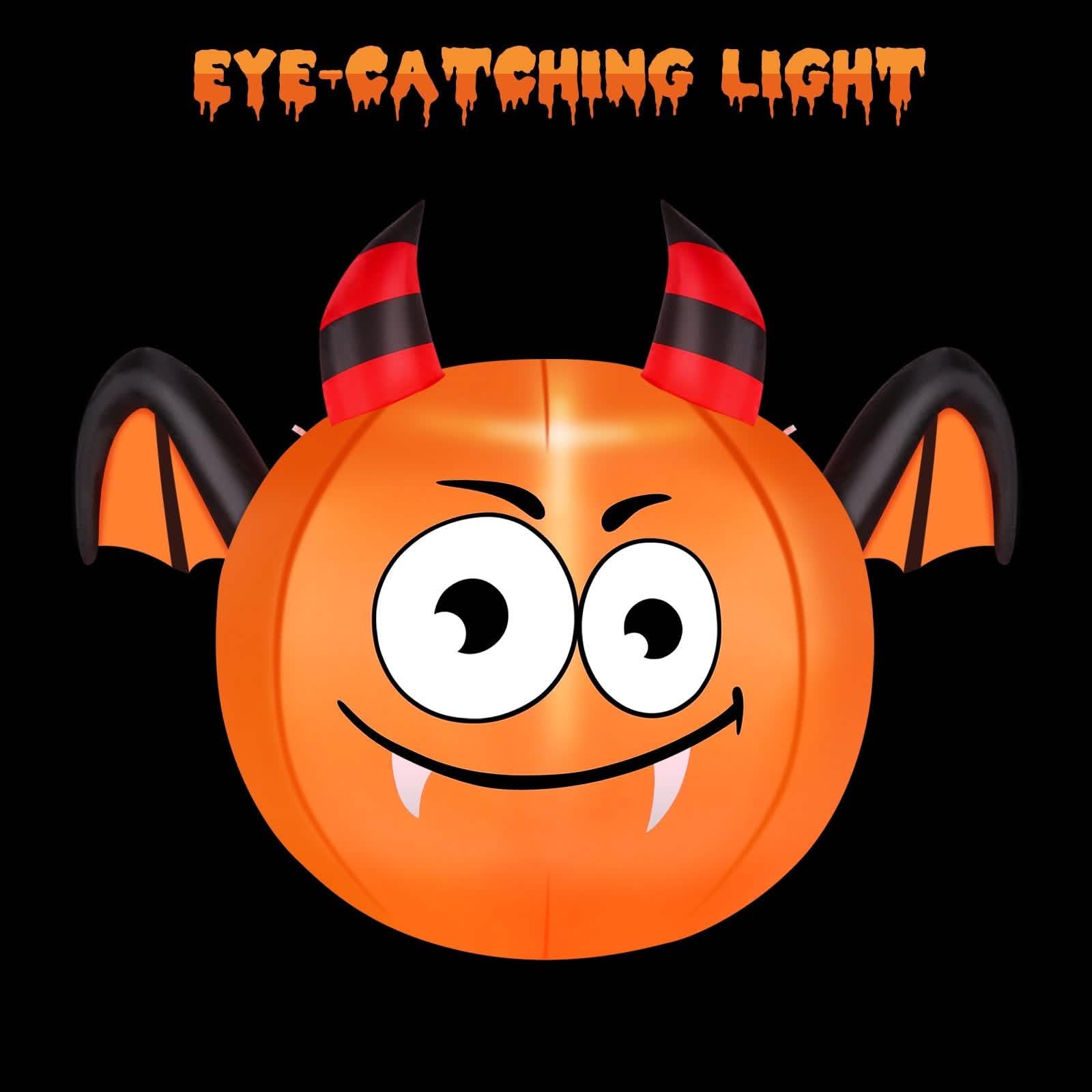 CAMAULAN 4FT Halloween Pumpkin Outdoor Decoration with a Bat Holiday Decor & Apparel - DailySale