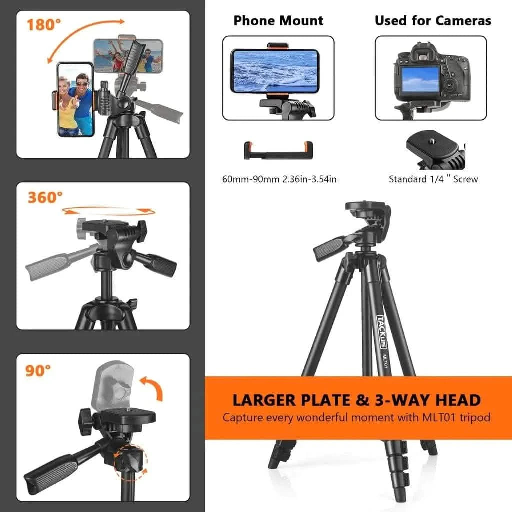 Camera Tripod 55-inch Aluminum Lightweight Tripod MLT01 Cameras & Drones - DailySale