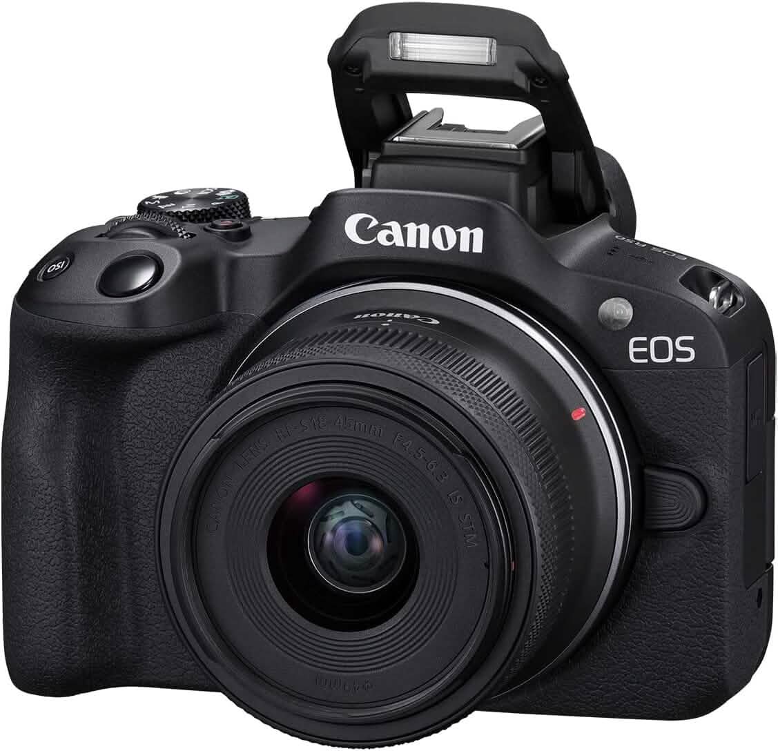 Canon EOS R50 4K Mirrorless Camera with RF-S 18-45mm f/4.5-6.3 IS STM Lens (Like New/Open-Box) Cameras & Drones - DailySale