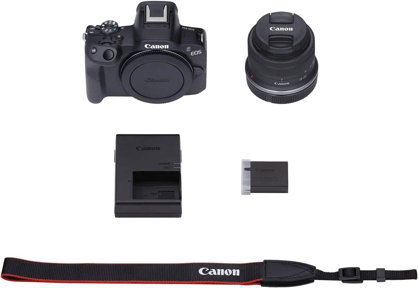 Canon EOS R50 4K Mirrorless Camera with RF-S 18-45mm f/4.5-6.3 IS STM Lens (Like New/Open-Box) Cameras & Drones - DailySale