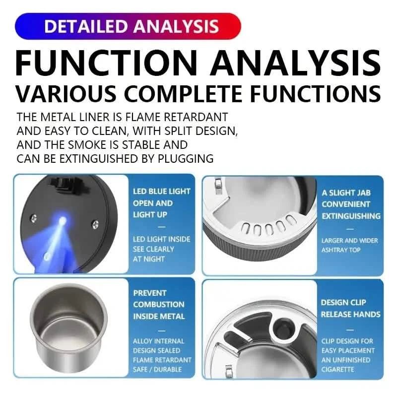 Car Ashtray Multi-functional Universal Household Portable Metal Liner Ashtray Automotive - DailySale