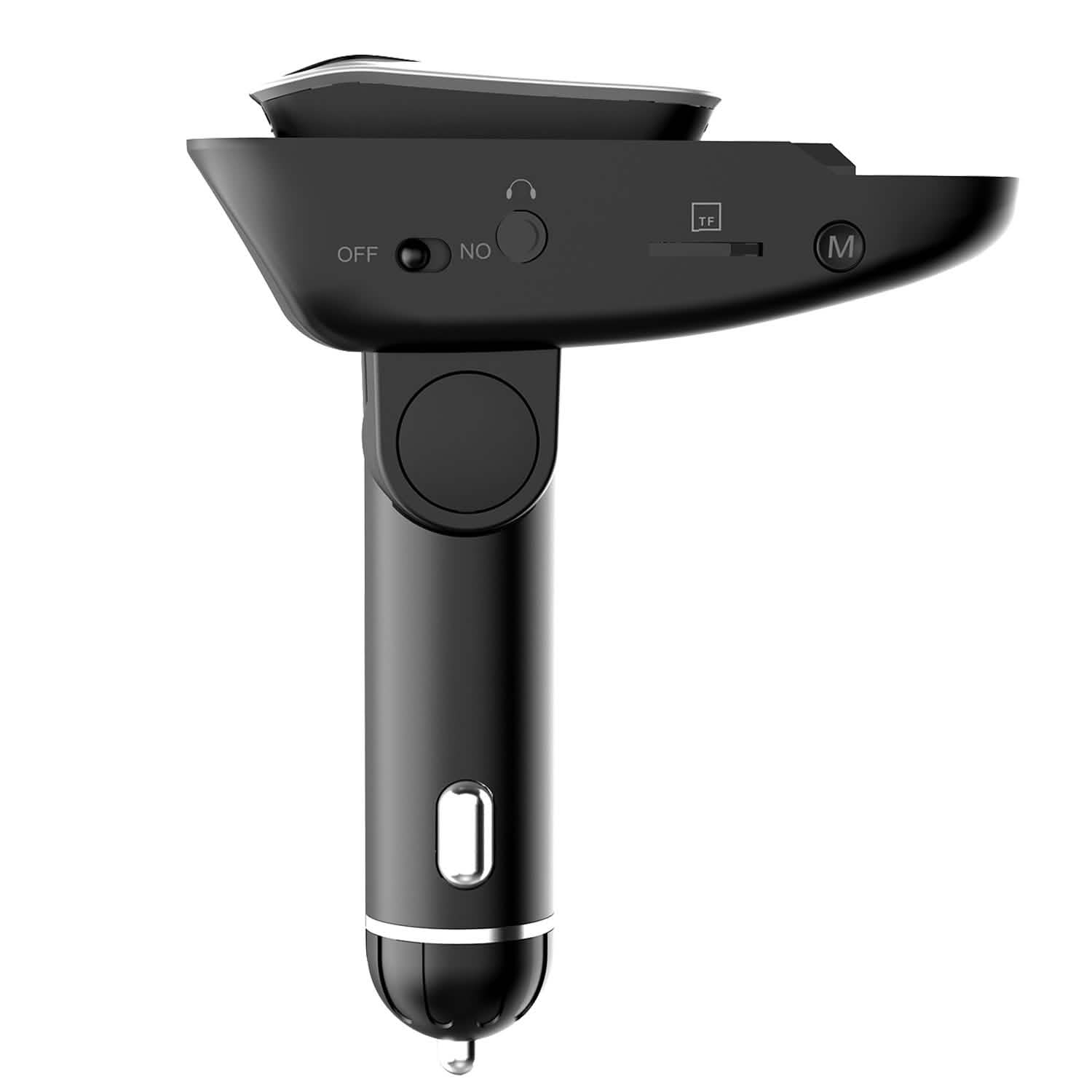 Car FM Transmitter with Wireless Earpiece 2 USB Charge Ports Automotive - DailySale