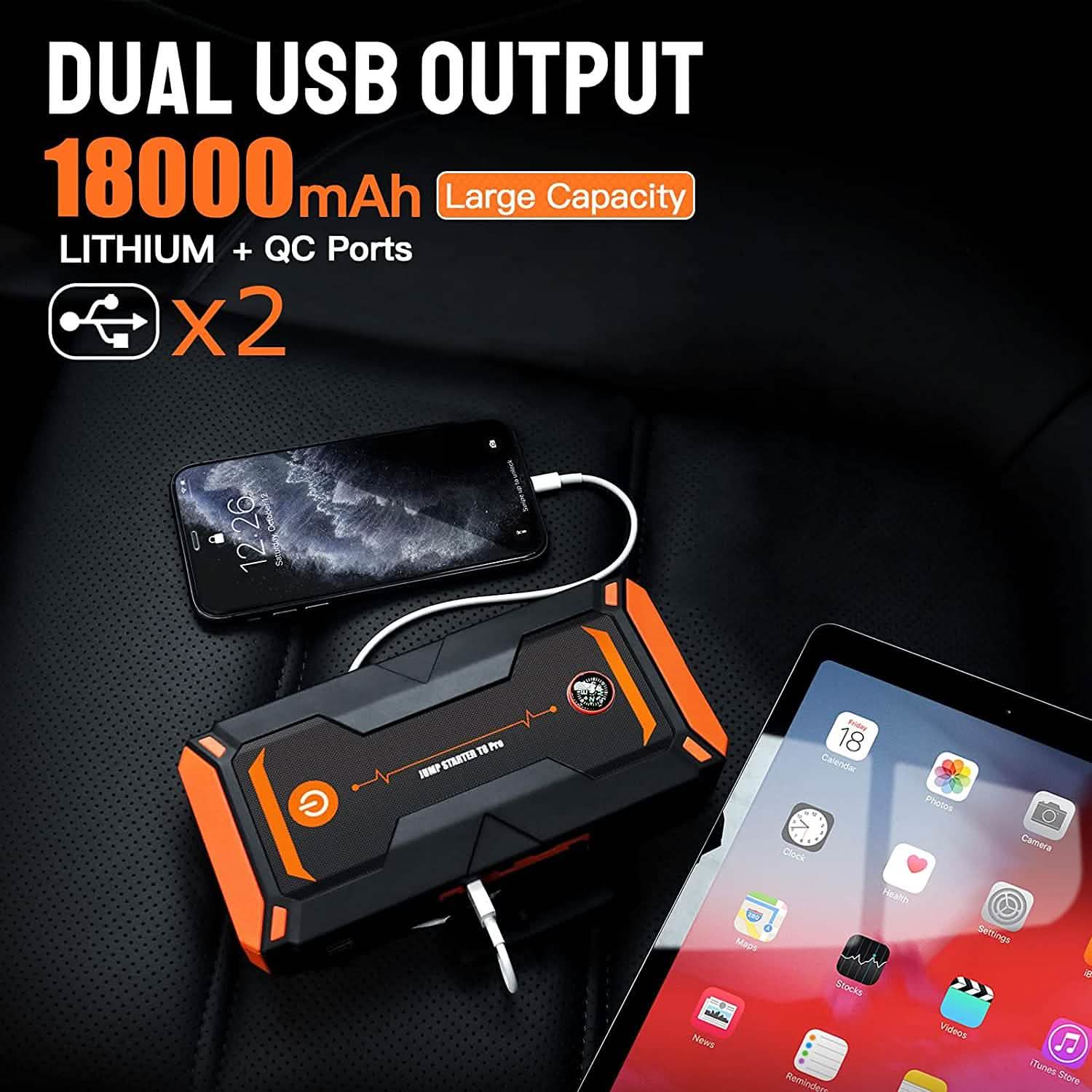 Car Jump Starter 1200A Peak 18000mAh Automotive - DailySale