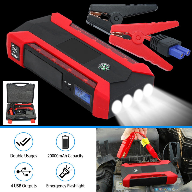 Car Jump Starter Booster with LCD Screen 4 Modes LED Flashlight Automotive - DailySale