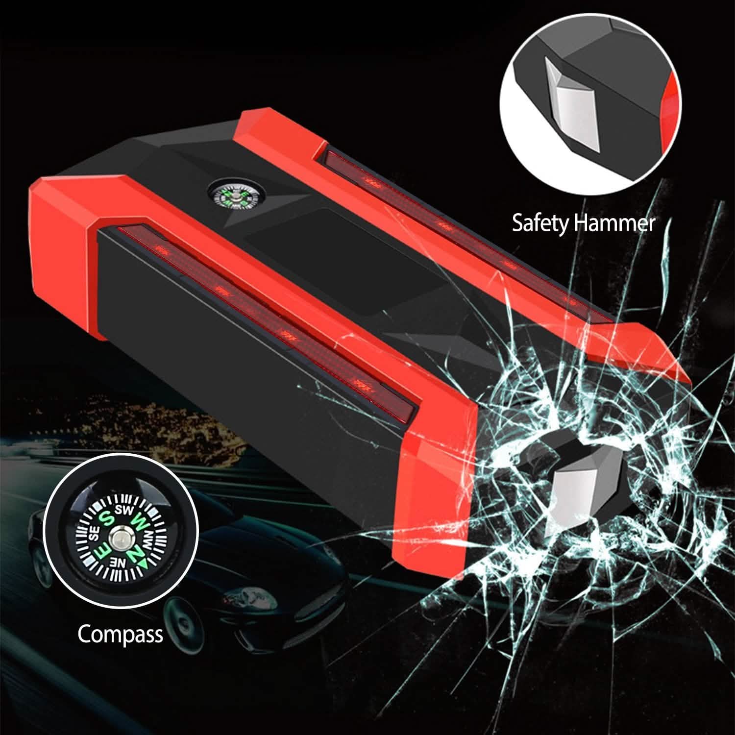 Car Jump Starter Booster with LCD Screen 4 Modes LED Flashlight Automotive - DailySale