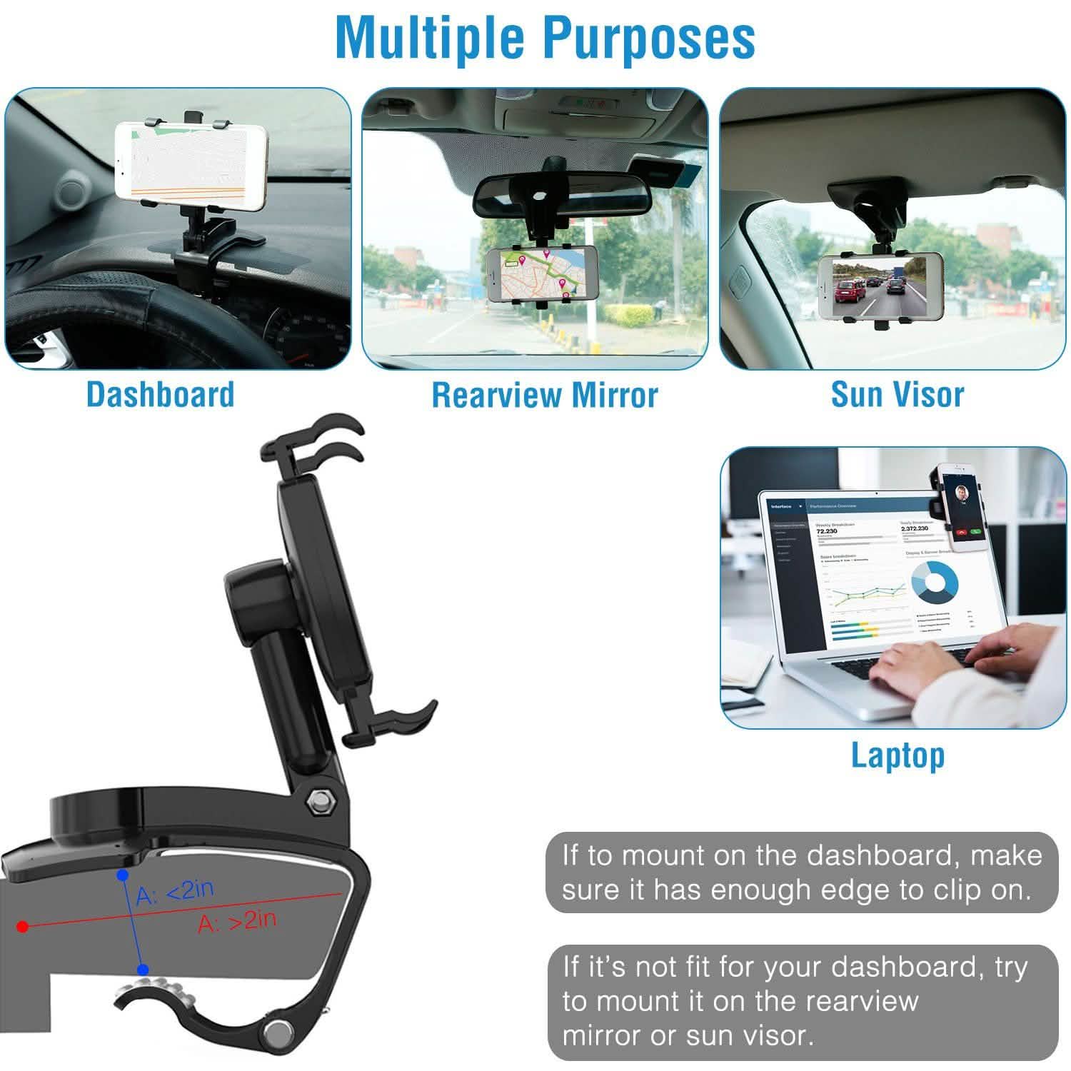 Car Non-slip 360°Rotation Dashboard Phone Holder Automotive - DailySale