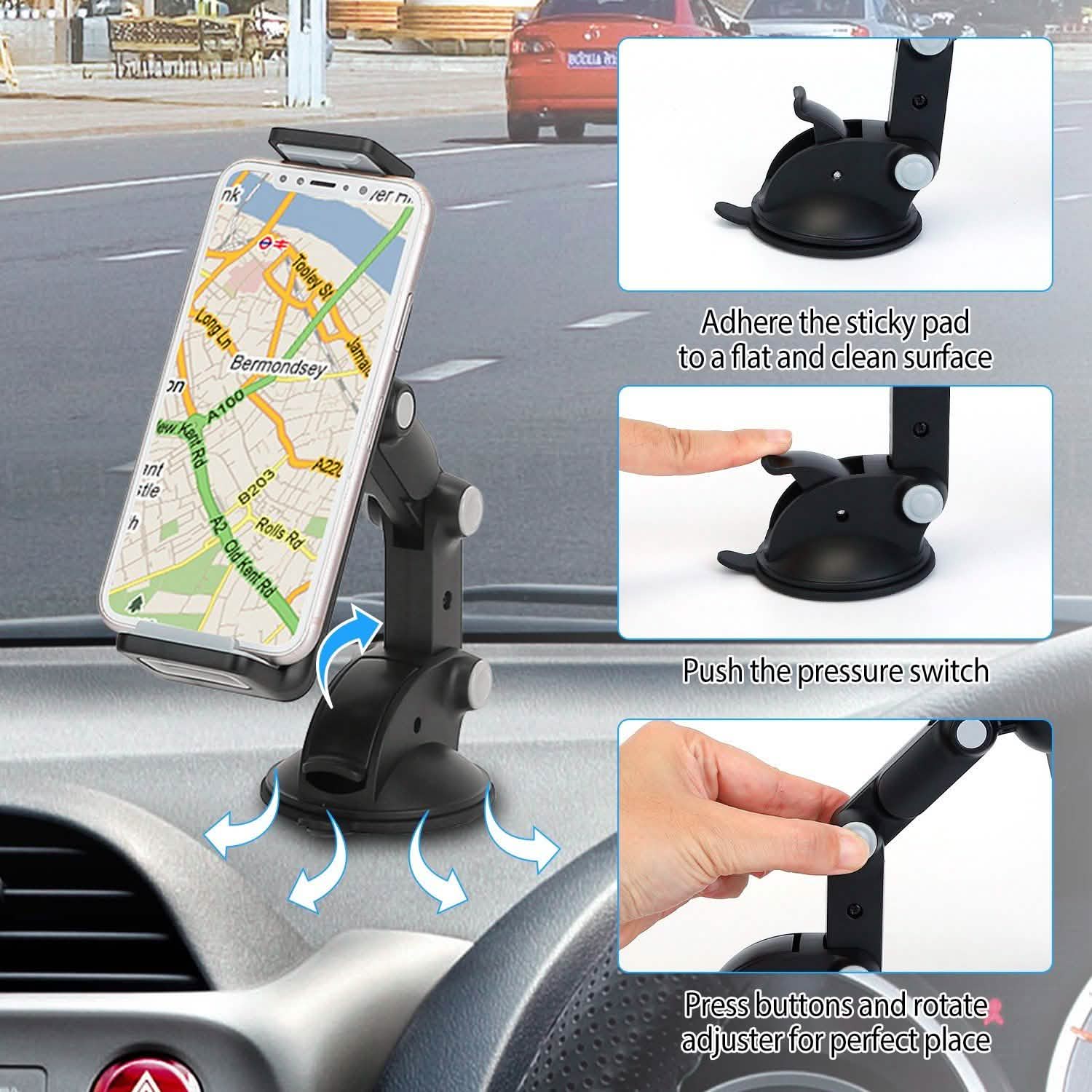 Car Phone Holder Mount Dashboard Tablet Stand Holder Mobile Accessories - DailySale