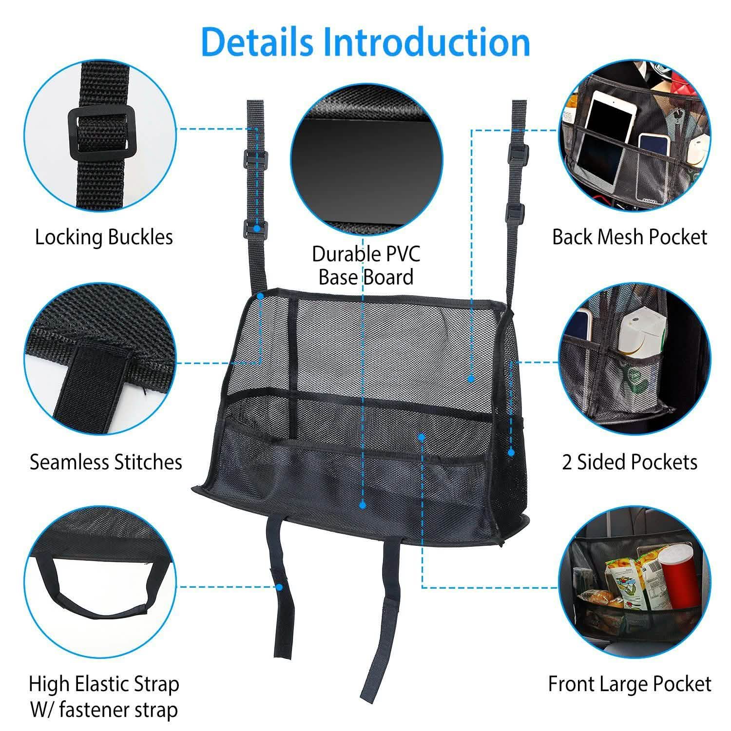 Car Storage Netting Pouch Seat Side Storage Mesh Organizer Bag Automotive - DailySale