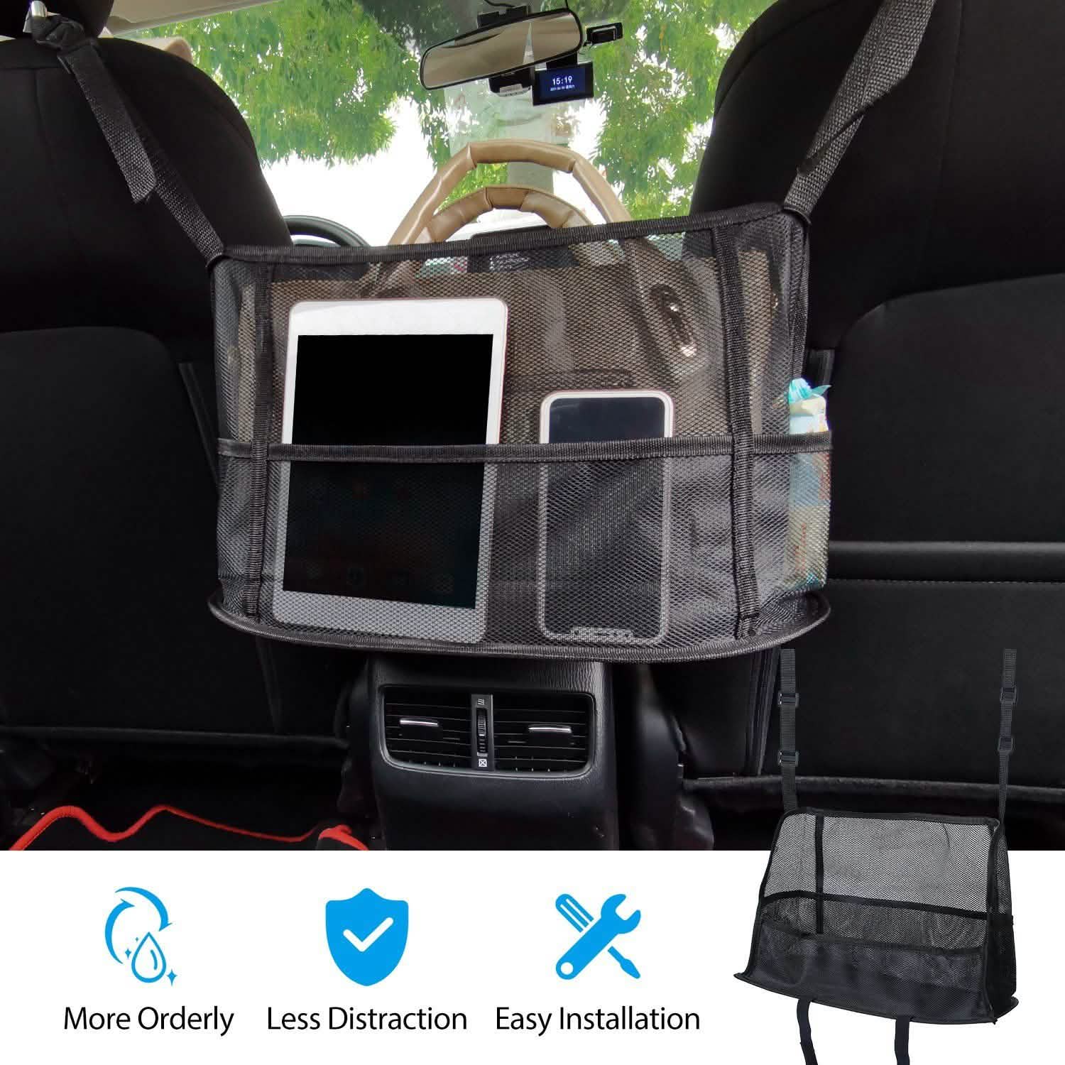 Car Storage Netting Pouch Seat Side Storage Mesh Organizer Bag Automotive - DailySale
