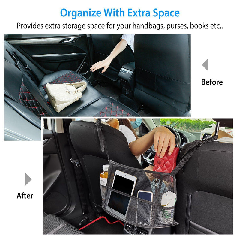 Car Storage Netting Pouch Seat Side Storage Mesh Organizer Bag Automotive - DailySale