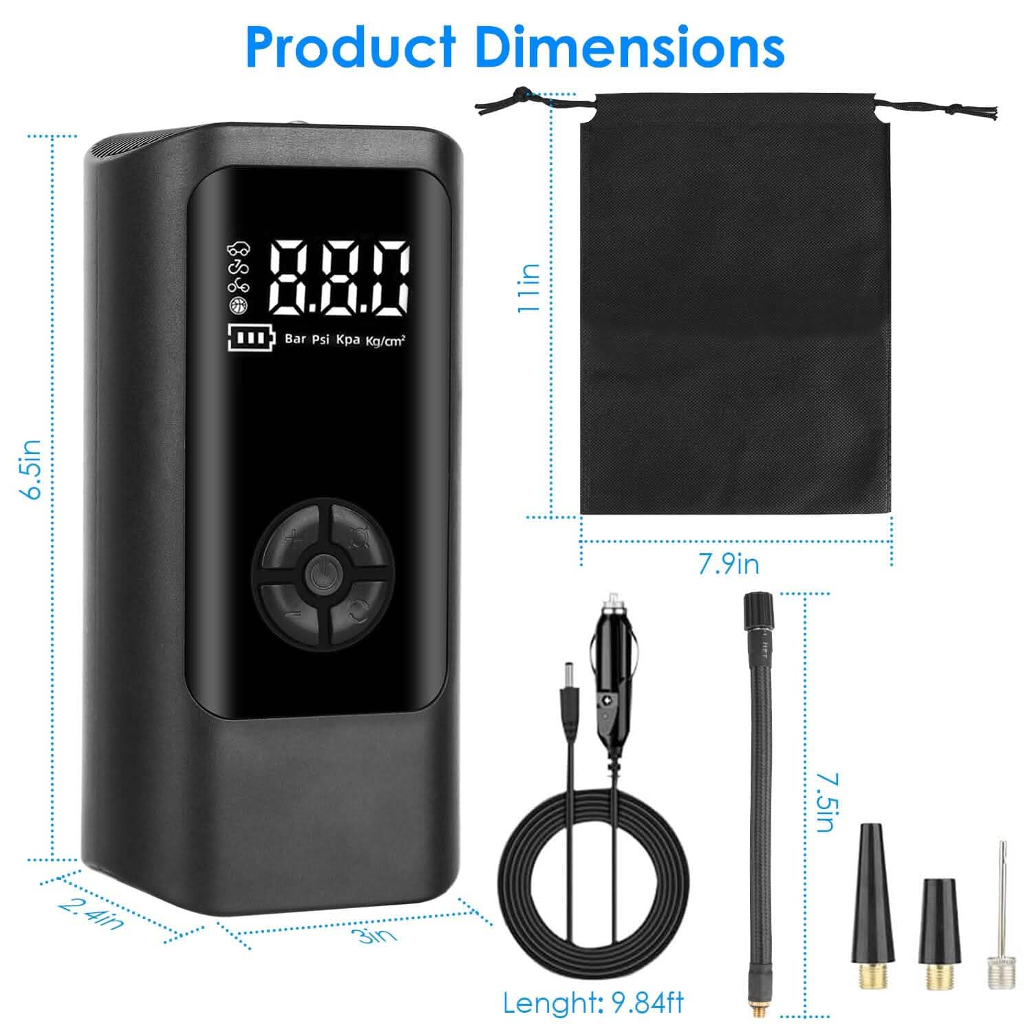 Car Tire Inflator Corded with LED Light Automotive - DailySale
