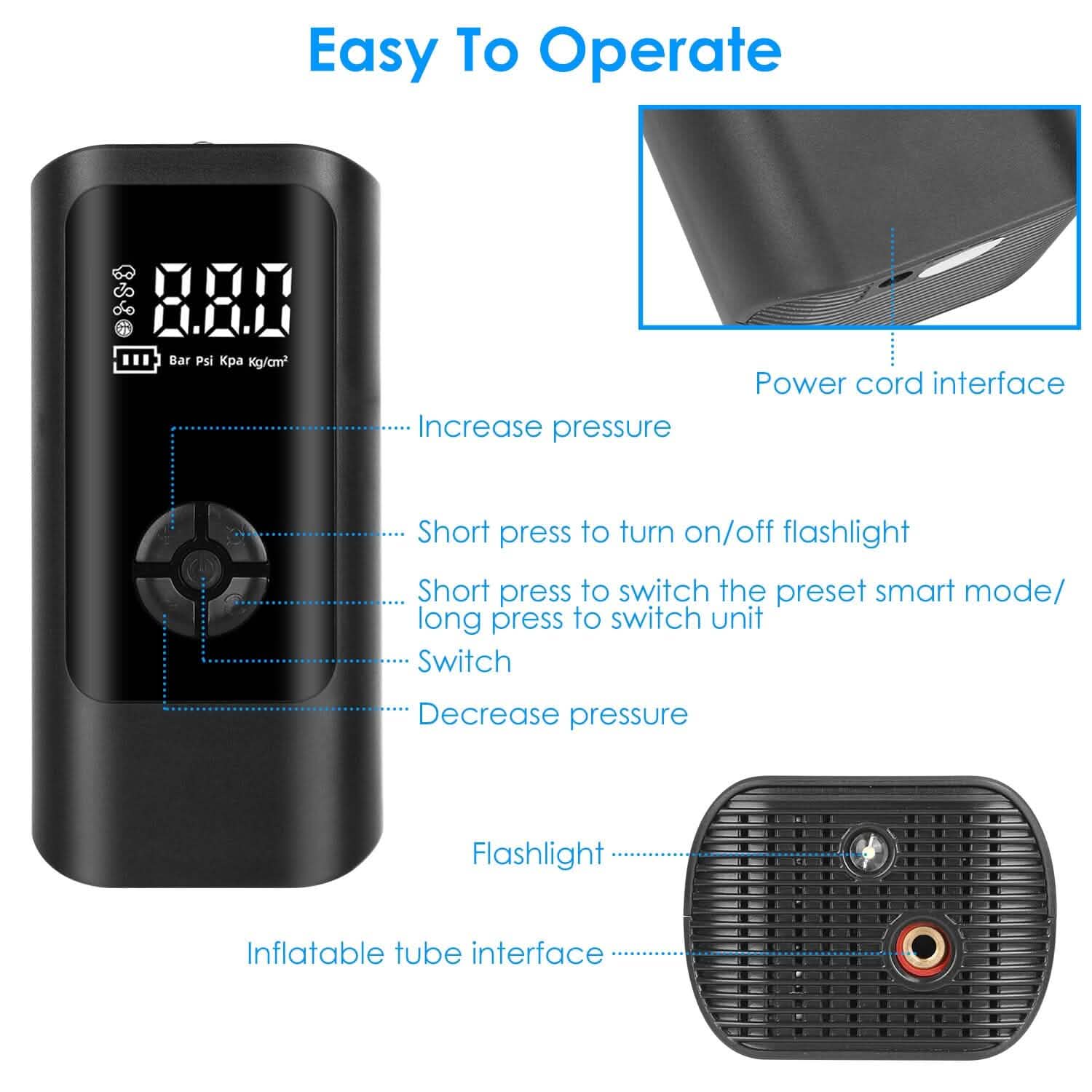 Car Tire Inflator Corded with LED Light Automotive - DailySale