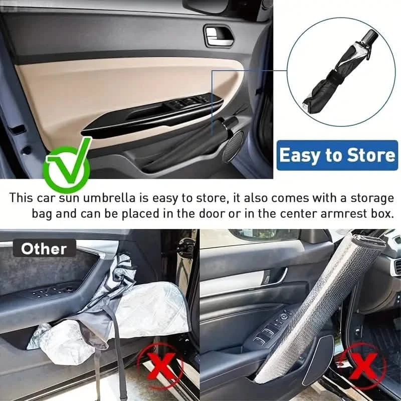 Car Windshield Sun Shade UV Rays and Heat Sun Visor Protector Foldable Reflector Umbrella Automotive - DailySale