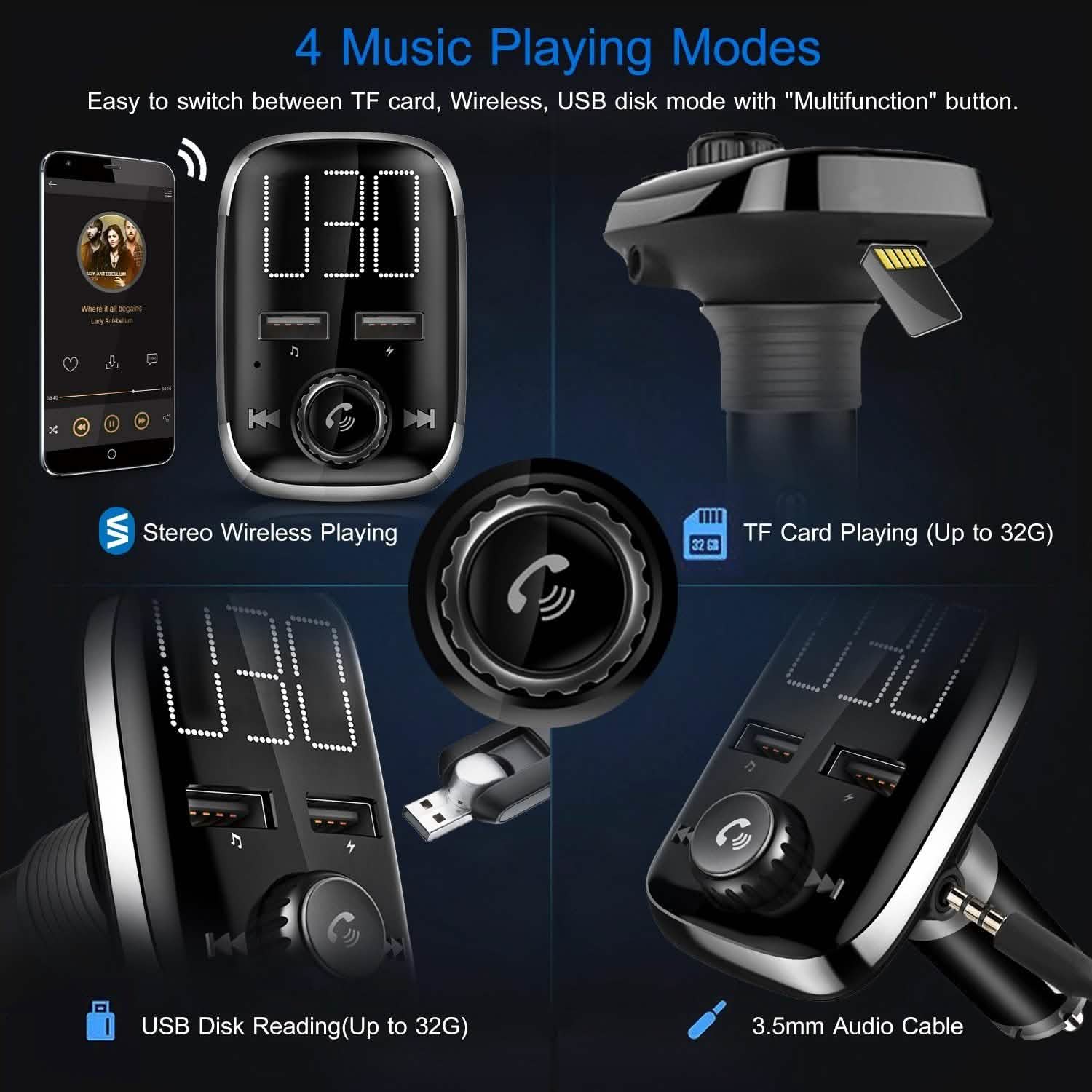 Car Wireless FM Transmitter Dual USB Charger Automotive - DailySale