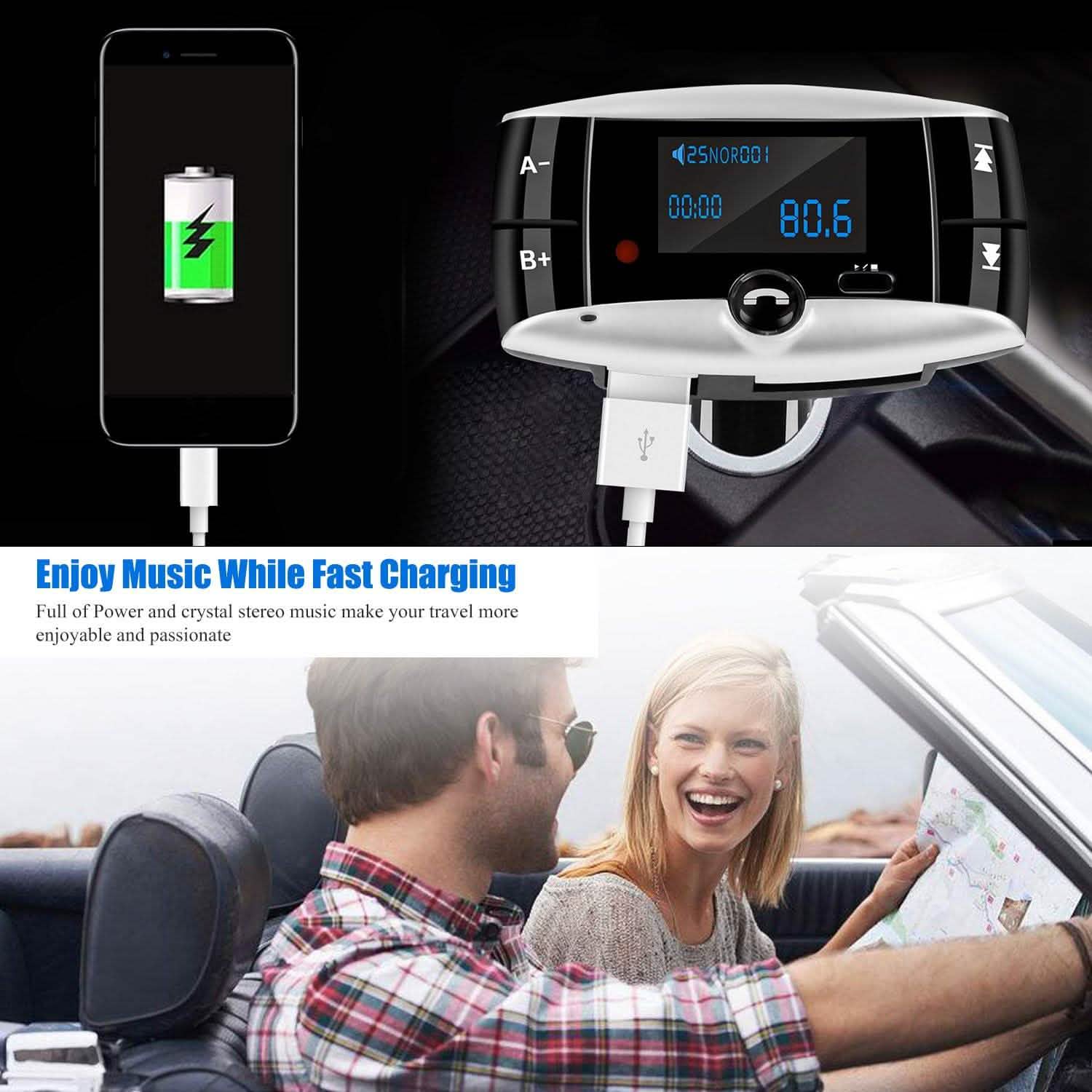 Car Wireless FM Transmitter USB Charger Hands-free Call MP3 Player Automotive - DailySale
