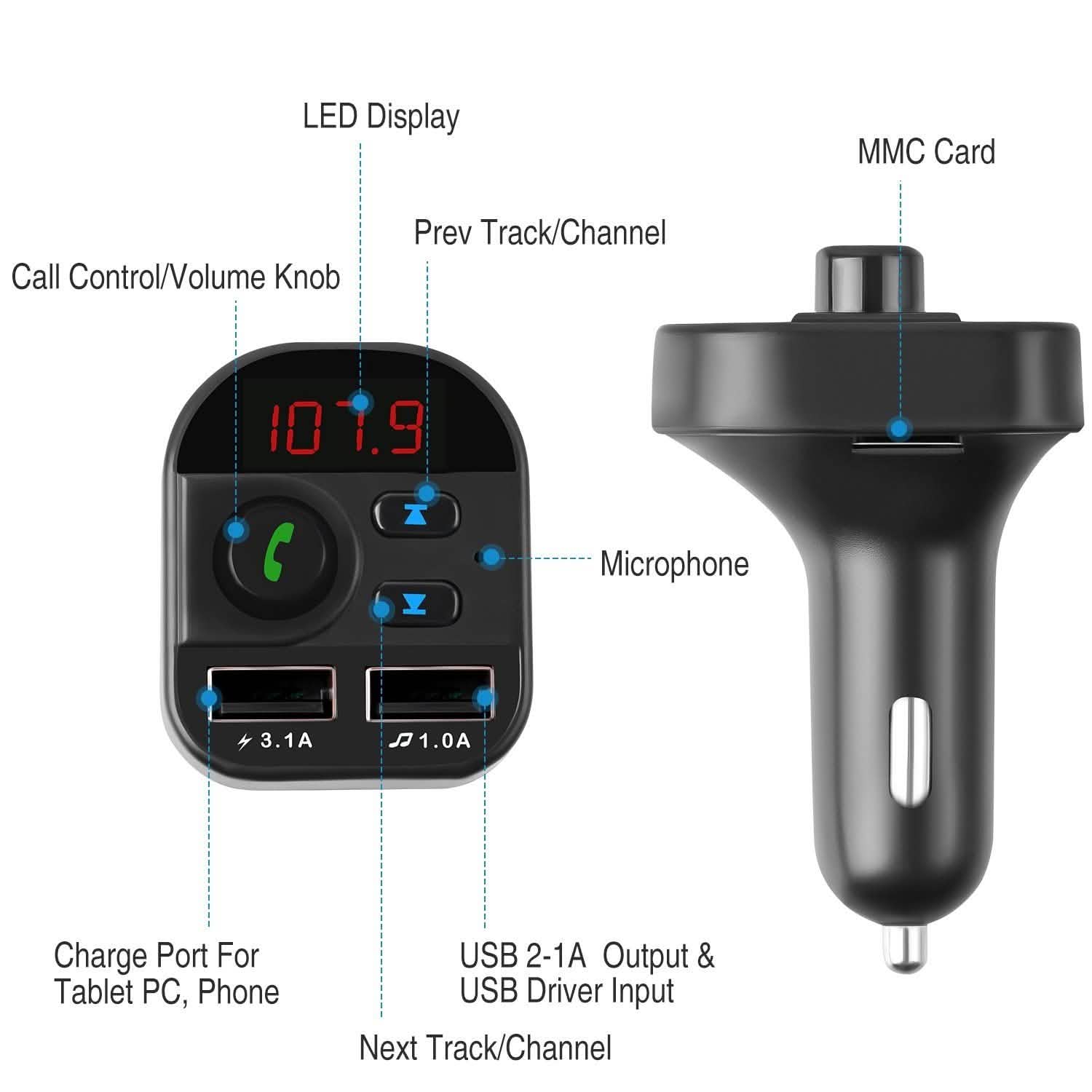 Car Wireless V5.1 FM Transmitter Automotive - DailySale