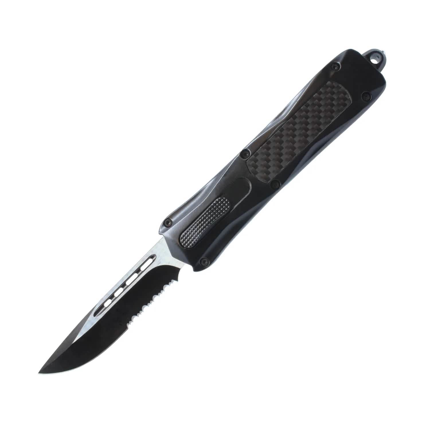Carbon Fiber Automatic OTF Knife with Belt Clip Tactical - DailySale