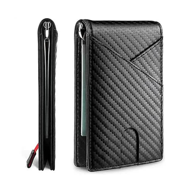 Carbon Fiber Rfid Men Wallets Bi-fold Vallet Billfold Men's Shoes & Accessories Black - DailySale