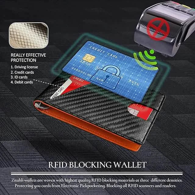 Carbon Fiber Rfid Men Wallets Bi-fold Vallet Billfold Men's Shoes & Accessories - DailySale