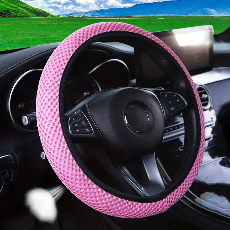 Carbon Fiber Sports Steering Wheel Cover Automotive Pink - DailySale