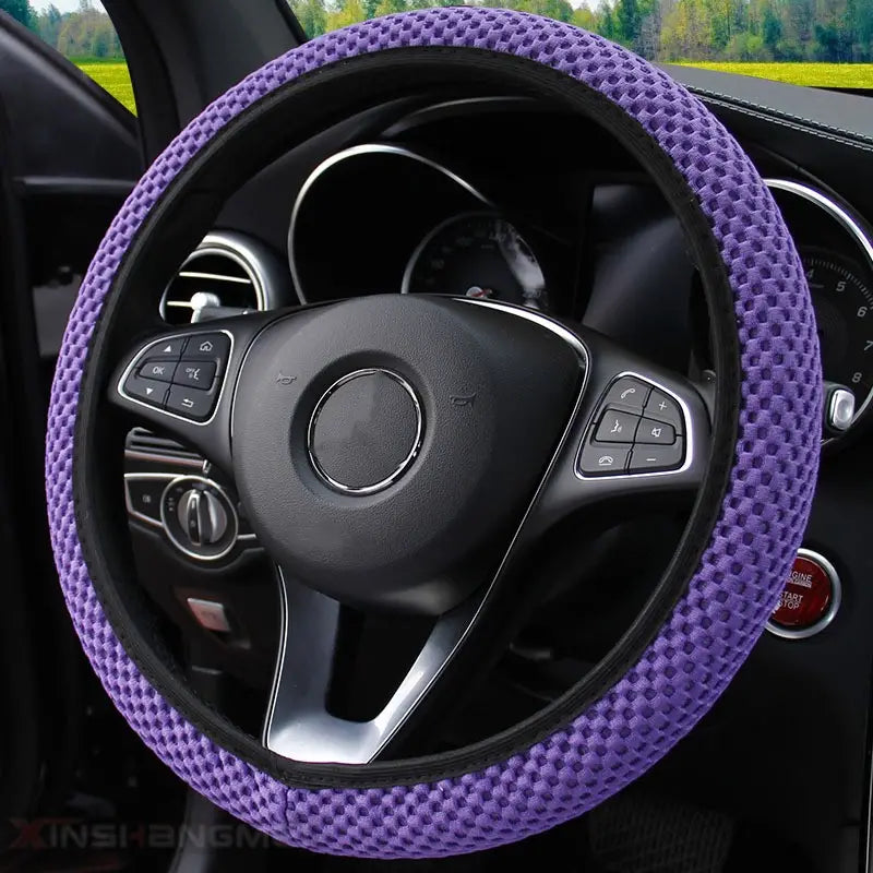 Carbon Fiber Sports Steering Wheel Cover Automotive Purple - DailySale