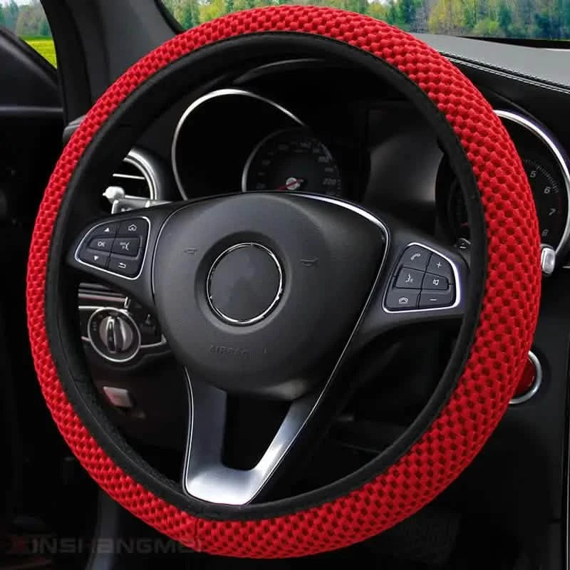 Carbon Fiber Sports Steering Wheel Cover Automotive Red - DailySale