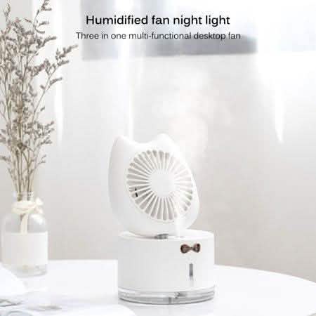 Cartoon Cat Fan Humidifier USB Charging Desktop Mute Hydrating Humidifier Wellness - DailySale