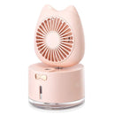 Cartoon Cat Fan Humidifier USB Charging Desktop Mute Hydrating Humidifier Wellness Pink - DailySale
