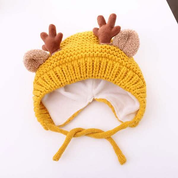 Cartoon Elk Baby Hat Winter Christmas Knitted Holiday Decor & Apparel - DailySale
