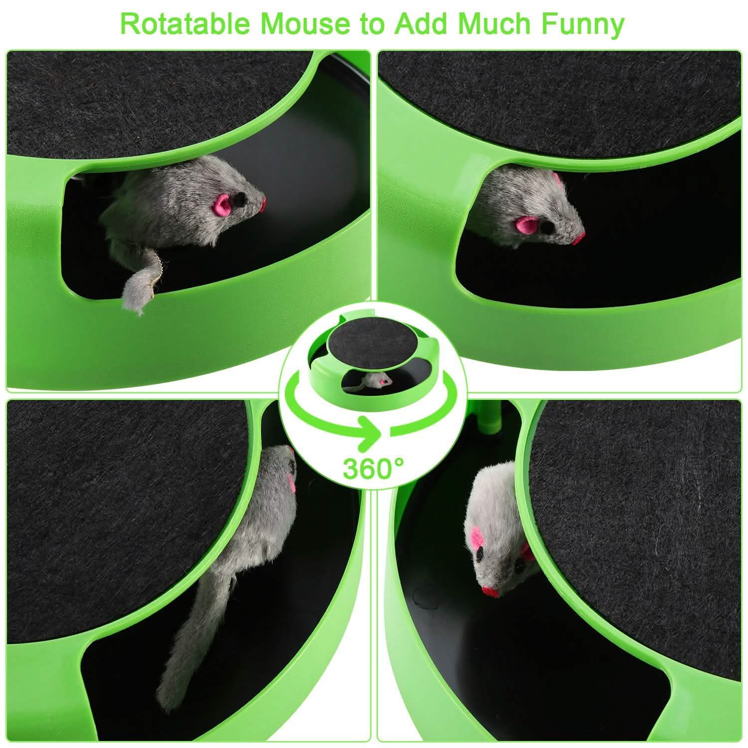 Cat Interactive Scratching Toy with Rotating Running Mouse Pet Supplies - DailySale