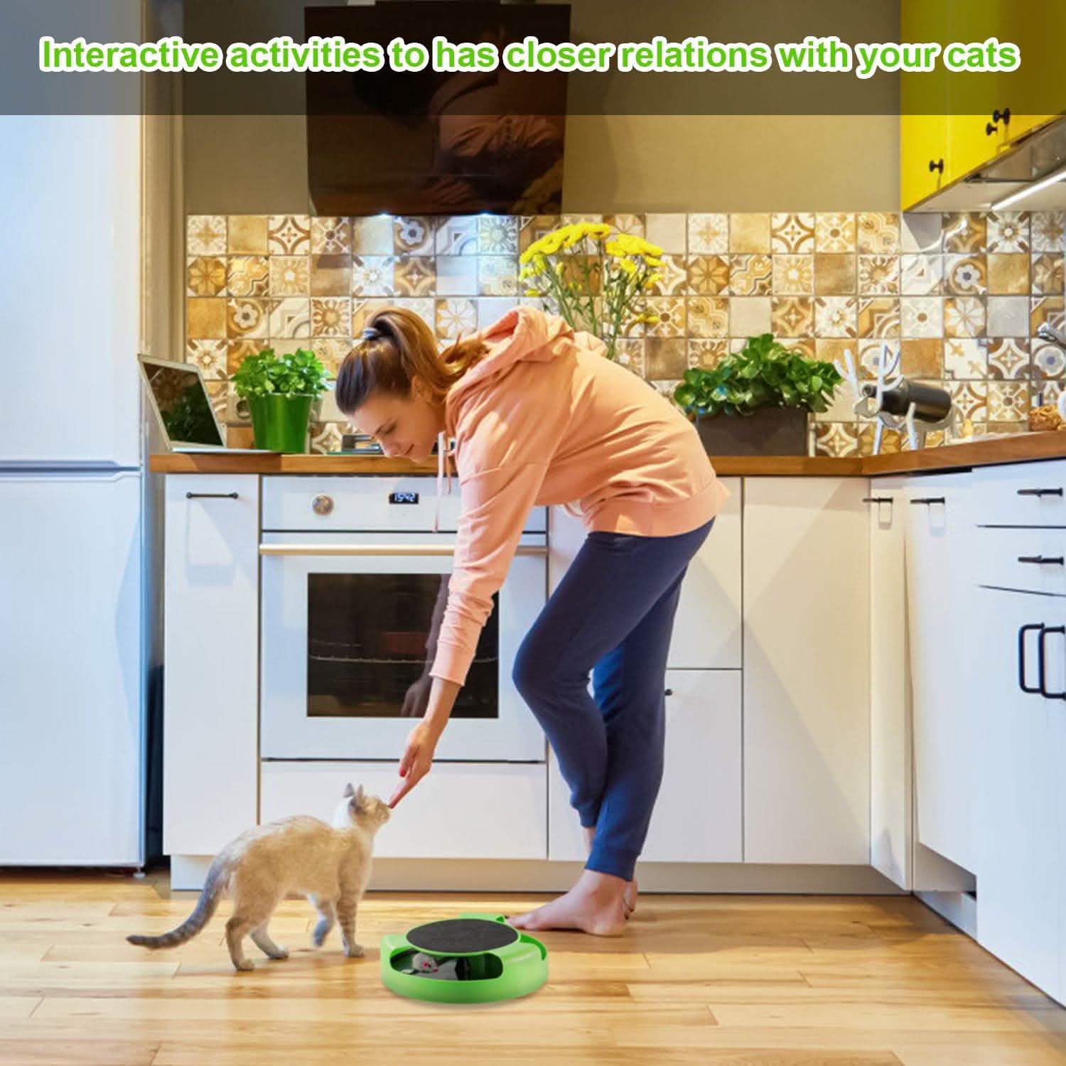Cat Interactive Scratching Toy with Rotating Running Mouse Pet Supplies - DailySale