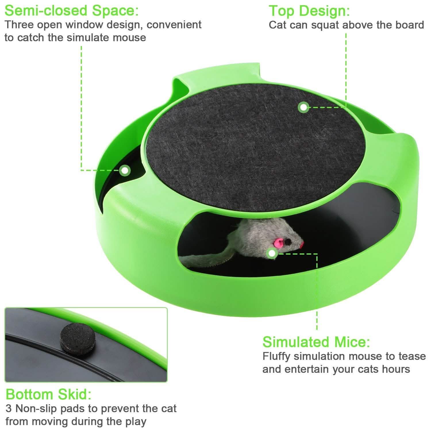 Cat Interactive Scratching Toy with Rotating Running Mouse Pet Supplies - DailySale