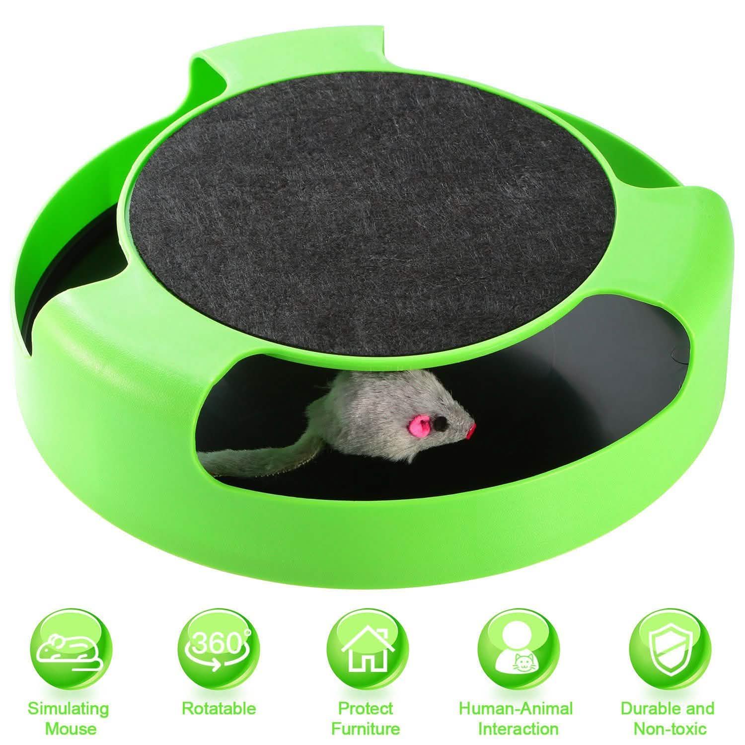 Cat Interactive Scratching Toy with Rotating Running Mouse Pet Supplies - DailySale