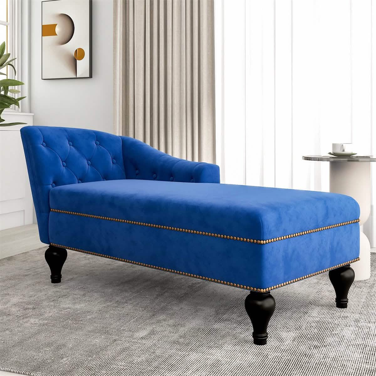 Chaise Lounge Indoor Chair Tufted Fabric, Sleeper Lounge Sofa Furniture & Decor - DailySale