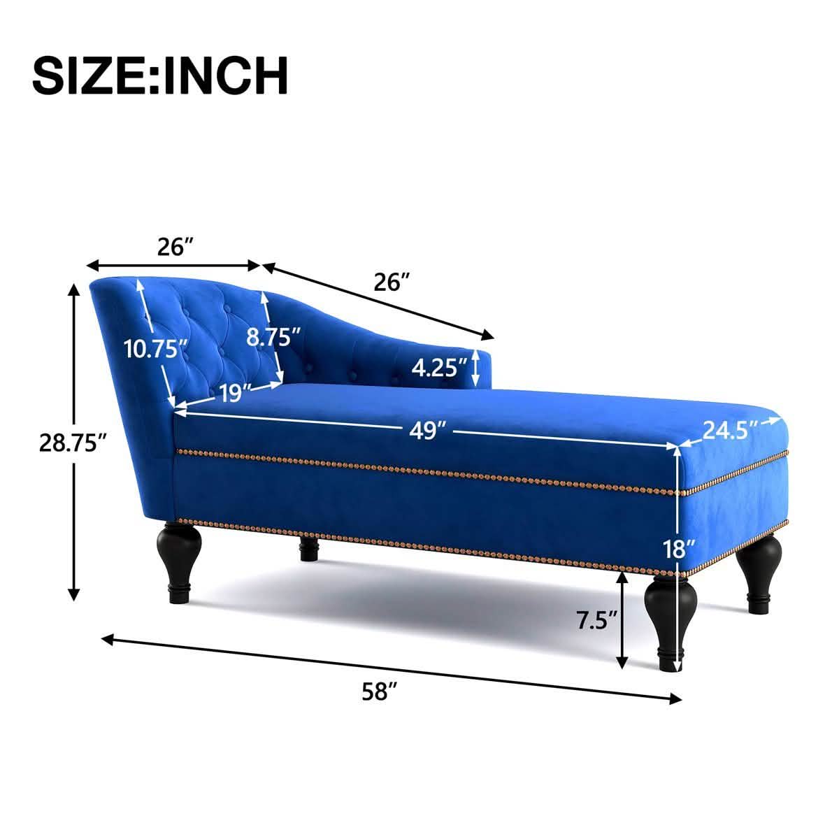 Chaise Lounge Indoor Chair Tufted Fabric, Sleeper Lounge Sofa Furniture & Decor - DailySale