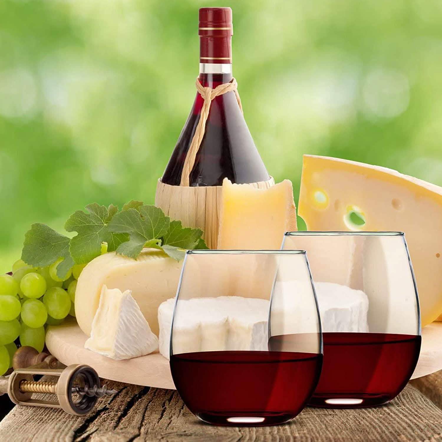 Chef's Star Stemless Wine Glasses Set of 6-17 Oz and Set of 6-21 Oz Kitchen & Dining - DailySale