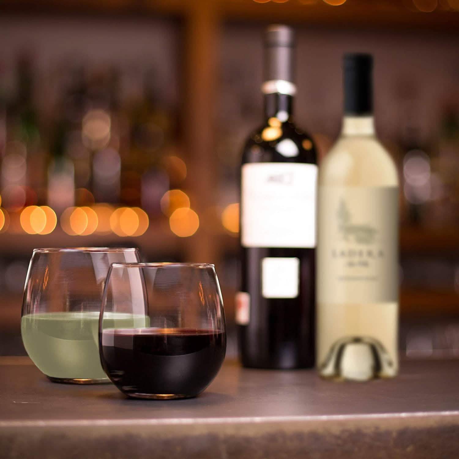 Chef's Star Stemless Wine Glasses Set of 6-17 Oz and Set of 6-21 Oz Kitchen & Dining - DailySale