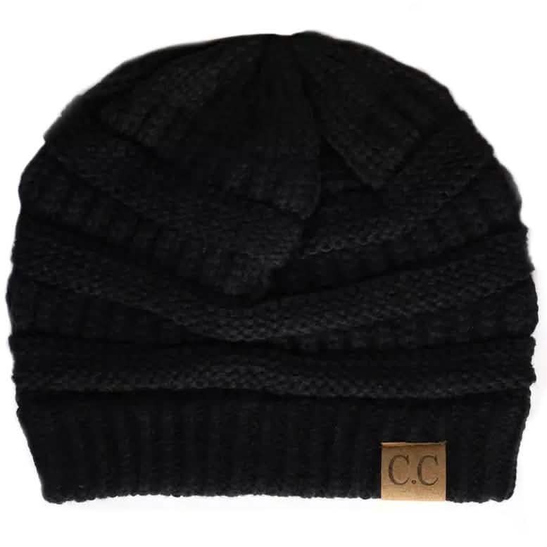 Cheveux Corp. Women's Solid Classic CC Beanie Women's Accessories Black - DailySale