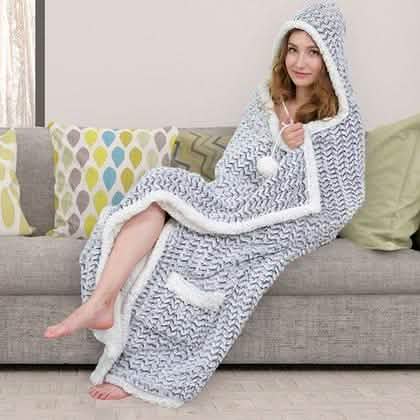 Chic Home Sherpa-Lined Hoodie Robe Women's Apparel White - DailySale